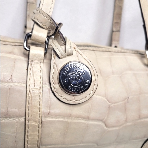 Dooney & Bourke Vintage Bone Croc Embossed Barrel Duffle Purse Bag - Picture 4 of 14